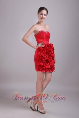 Red Petals Besiged Sheath Beading Prom Dress