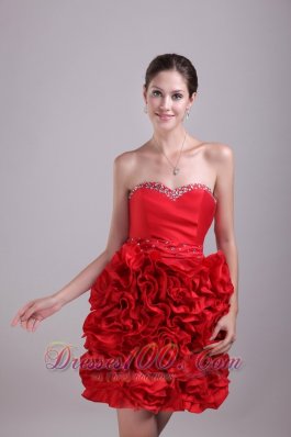 Red Petals Besiged Sheath Beading Prom Dress