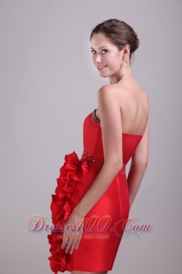 Red Petals Besiged Sheath Beading Prom Dress