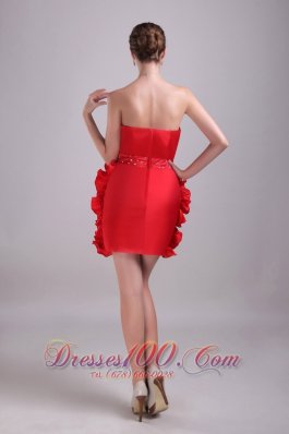 Red Petals Besiged Sheath Beading Prom Dress