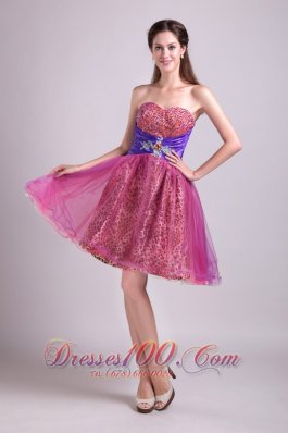 A-line Short Organza and Leopard Prom Homecoming Dress