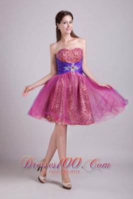 A-line Short Organza and Leopard Prom Homecoming Dress