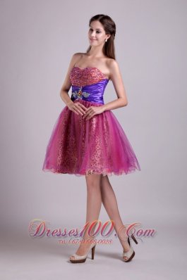 A-line Short Organza and Leopard Prom Homecoming Dress