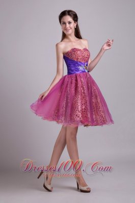 A-line Short Organza and Leopard Prom Homecoming Dress