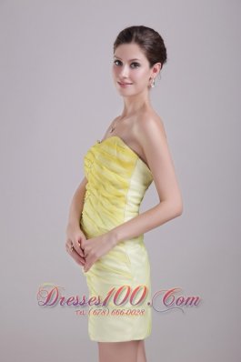 Yellow Sheath Taffeta and Organza Prom Homecoming Dress