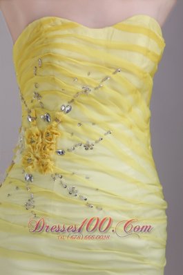 Yellow Sheath Taffeta and Organza Prom Homecoming Dress