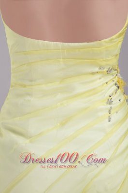 Yellow Sheath Taffeta and Organza Prom Homecoming Dress