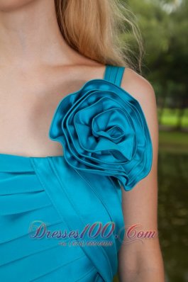 Turquiose Flower One Shoulder Prom Homecoming Dress