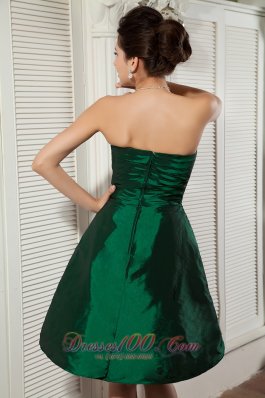 Dark Green Taffeta and Organza Prom / Homecoming Dress