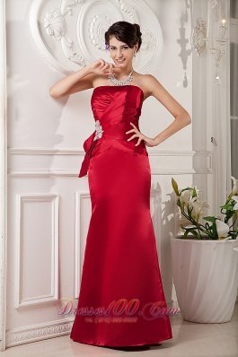 Details Front Red Mother Bride Dress Column Beading