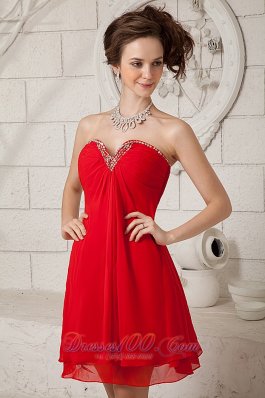 Red Sweetheart Prom Homecoming Dress Mini Beading