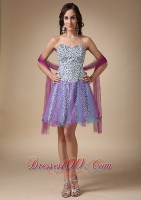 Colorful Mini Leopard and Organza Prom Homecoming Dress