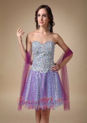 Colorful Mini Leopard and Organza Prom Homecoming Dress