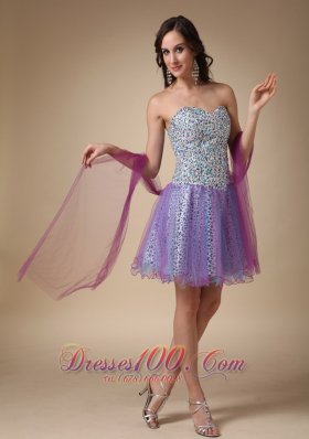 Colorful Mini Leopard and Organza Prom Homecoming Dress