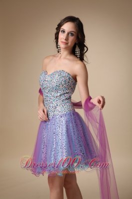 Colorful Mini Leopard and Organza Prom Homecoming Dress