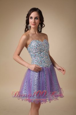 Colorful Mini Leopard and Organza Prom Homecoming Dress