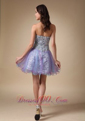 Colorful Mini Leopard and Organza Prom Homecoming Dress