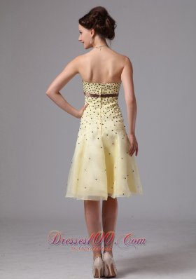 Sash Knee-length Beaded Prom Dress For Prom Party