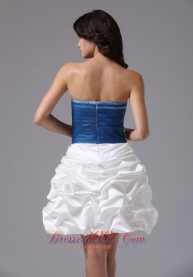 Blue and White Appliques and Pick-ups Prom Dress