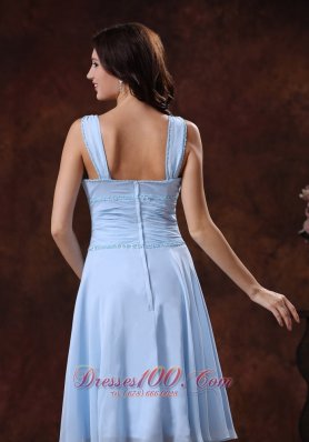 V-neck Two Straps Ruch Prom Dress With Knee-length