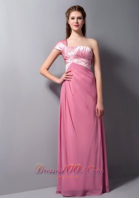 One Cap Sleeves Prom Dress Taffeta and Chiffon