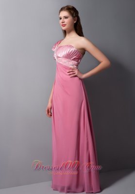 One Cap Sleeves Prom Dress Taffeta and Chiffon