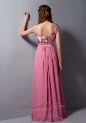 One Cap Sleeves Prom Dress Taffeta and Chiffon