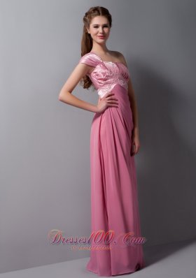 One Cap Sleeves Prom Dress Taffeta and Chiffon