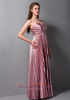 Column Halter Empire Floor-length Pleat Graduation Dress