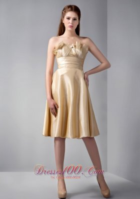 Gold Pieced Besiged Neck Knee-length Prom Dress