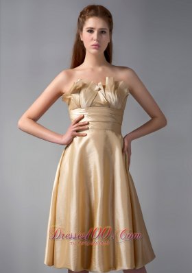 Gold Pieced Besiged Neck Knee-length Prom Dress