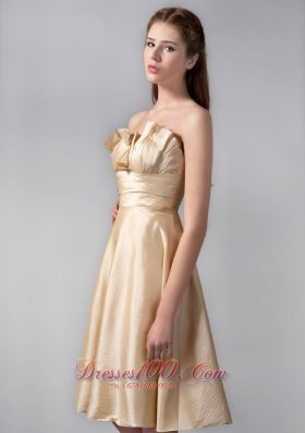 Gold Pieced Besiged Neck Knee-length Prom Dress