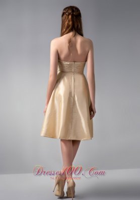 Gold Pieced Besiged Neck Knee-length Prom Dress