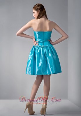 Teal A-line V-neck Beading Prom Dress Sweetheart