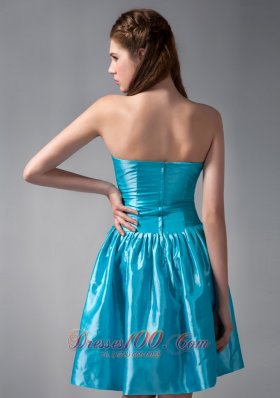 Teal A-line V-neck Beading Prom Dress Sweetheart