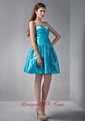 Teal A-line V-neck Beading Prom Dress Sweetheart