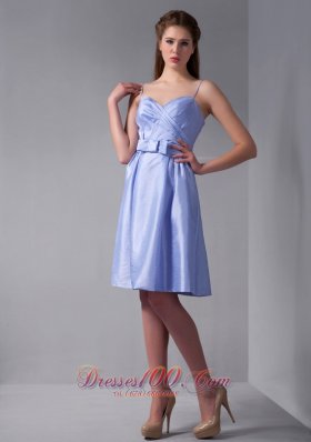 Straps Column Knee-length Ruch Bridesmaid Dress