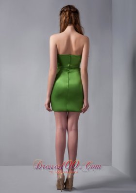 Spring Green Column Mini Beading Bridesmaid Dress