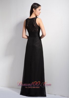 Black Deep Neck Floor-length Prom Dress Column