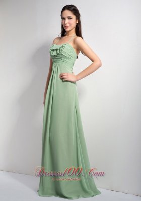 Apple Green Empire Halter Brush Ruch Prom Dress