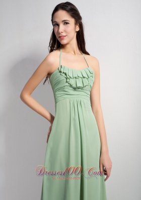 Apple Green Empire Halter Brush Ruch Prom Dress