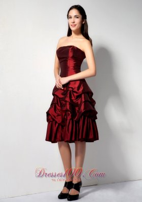 Pick-ups Burgundy A-line Prom Dress Knee-length 