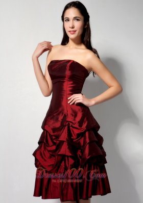 Pick-ups Burgundy A-line Prom Dress Knee-length 