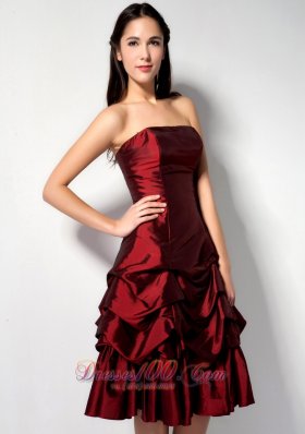 Pick-ups Burgundy A-line Prom Dress Knee-length 