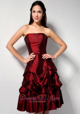 Pick-ups Burgundy A-line Prom Dress Knee-length 