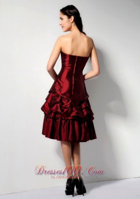 Pick-ups Burgundy A-line Prom Dress Knee-length 