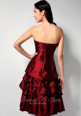 Pick-ups Burgundy A-line Prom Dress Knee-length 