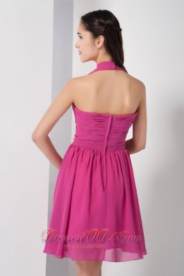 Bandage Style Halter Knee-length A-line Ruch Prom Dress