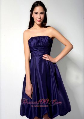 Purple Princess Knee-length Ruch Bridesmaid Dress