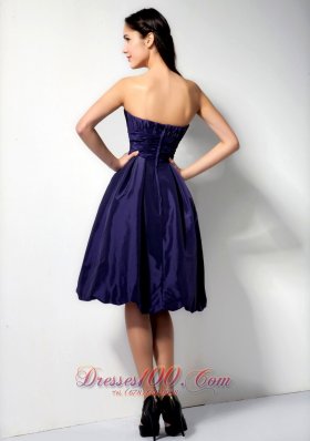 Purple Princess Knee-length Ruch Bridesmaid Dress